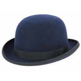 Navy Blue Wool Felt Melon Hat - Traclet