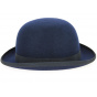 Navy Blue Wool Felt Melon Hat - Traclet