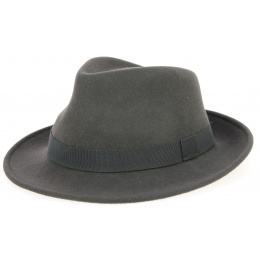 Mouse Grey Wool Felt Fedora Hat - Traclet