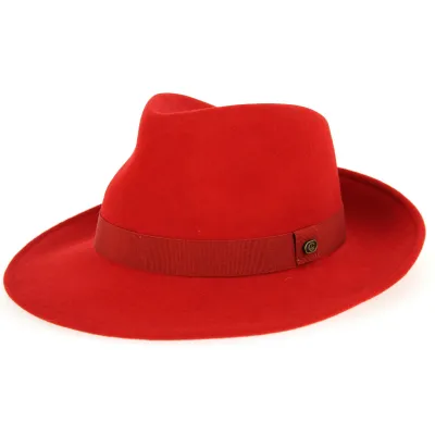 Chapeau Fedora Feutre Laine Rouge- Traclet  Reference : 9824 | Chapellerie Traclet