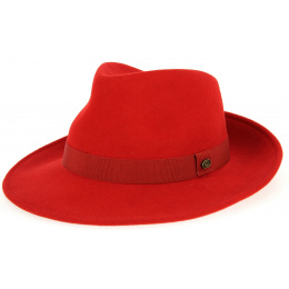 Red Wool Felt Fedora Hat - Traclet