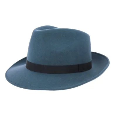Blue Wool Felt Fedora Hat - Traclet Reference: 9825 | Traclet Hat Shop