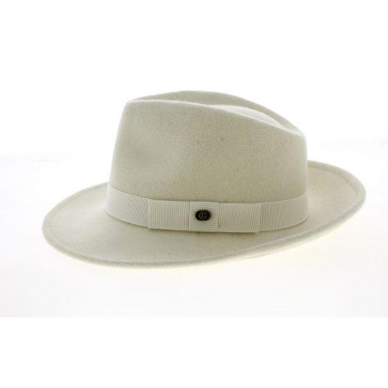 Cream Wool Felt Fedora Hat - Traclet