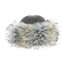 Toque Femme Irena Fausse Fourrure & Cuir Grise - Traclet Reference : 9830 | Chapellerie Traclet
