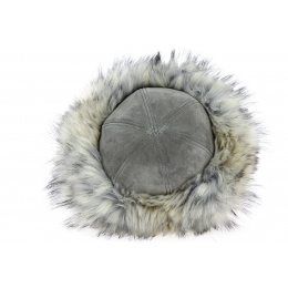 Irena Women's Grey Faux Fur & Leather Toque - Traclet