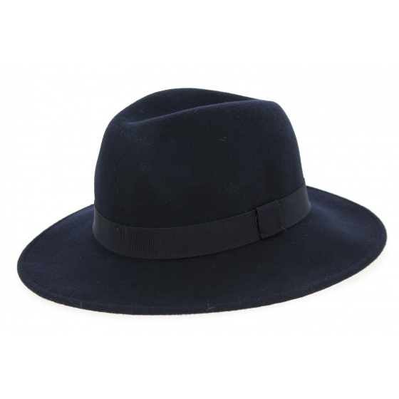 Navy Wool Felt Indiana Traveller Hat - Traclet