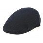 Navy Blue Wool Bottaccia Flat Cap - Traclet