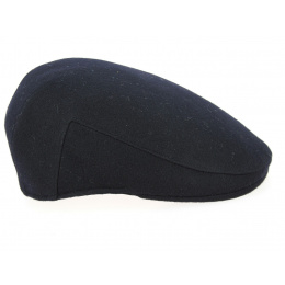 Navy Blue Wool Bottaccia Flat Cap - Traclet