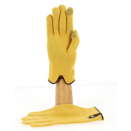Gants Tactiles Séville Laine & Cachemire Ocre/Marron- Traclet