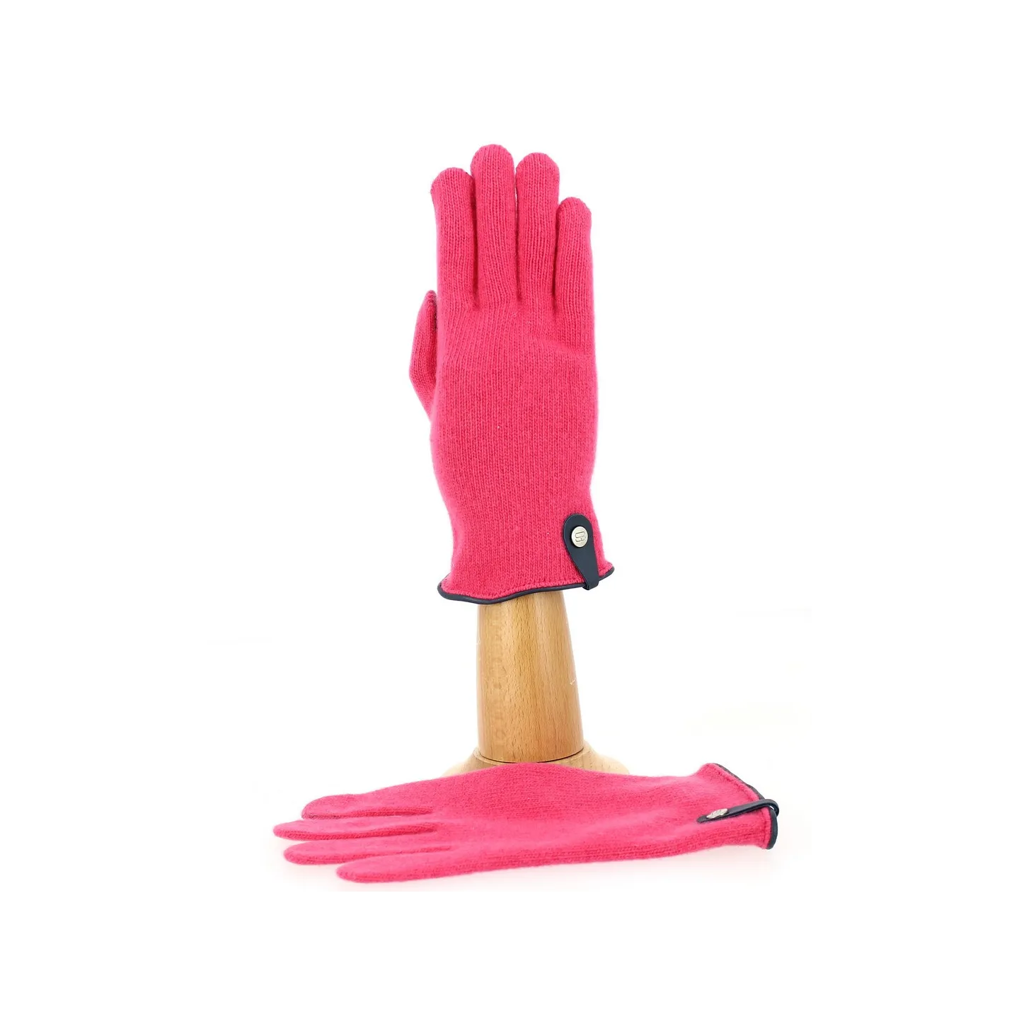 Gants Tactiles Séville Laine & Cachemire Begonia/Marine - Traclet Reference : 8515 | Chapellerie Traclet