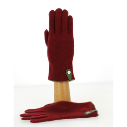 Seville Touch Screen Gloves Wool & Cashmere Burgundy & Olive - Traclet