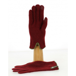Seville Touch Screen Gloves Wool & Cashmere Burgundy & Olive - Traclet
