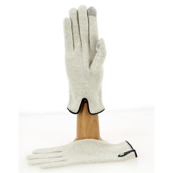Seville Touchscreen Gloves Wool & Cashmere Cream/Navy - Traclet Seville Touchscreen Gloves Wool & Cashmere Cream/Navy - Traclet