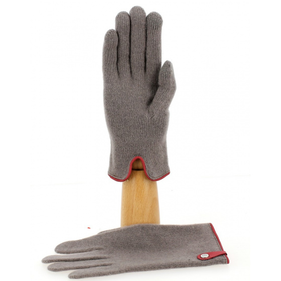 Seville Touch Screen Gloves Wool & Cashmere Taupe/Cherry - Traclet