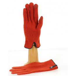 Seville Touchscreen Gloves Wool & Cashmere Terracotta/Navy - Traclet