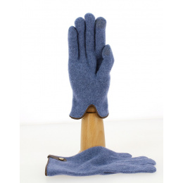 Seville Tactile Gloves Wool & Cashmere Blue/Hazelnut- Traclet
