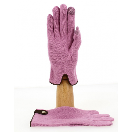 Gants Tactiles Séville Laine & Cachemire Rose/Noisette - Traclet