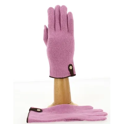 Seville Touch Screen Wool & Cashmere Gloves Pink/Hazelnut - Traclet Reference: 9852 | Traclet Hat Shop