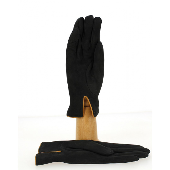 Gants Femme Cuir Velours & Laine Noir- Traclet 