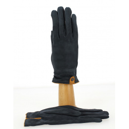 Women's Suede Leather & Wool Gloves Navy - Traclet