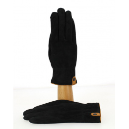 Men's Black Suede Leather & Wool Gloves - Traclet