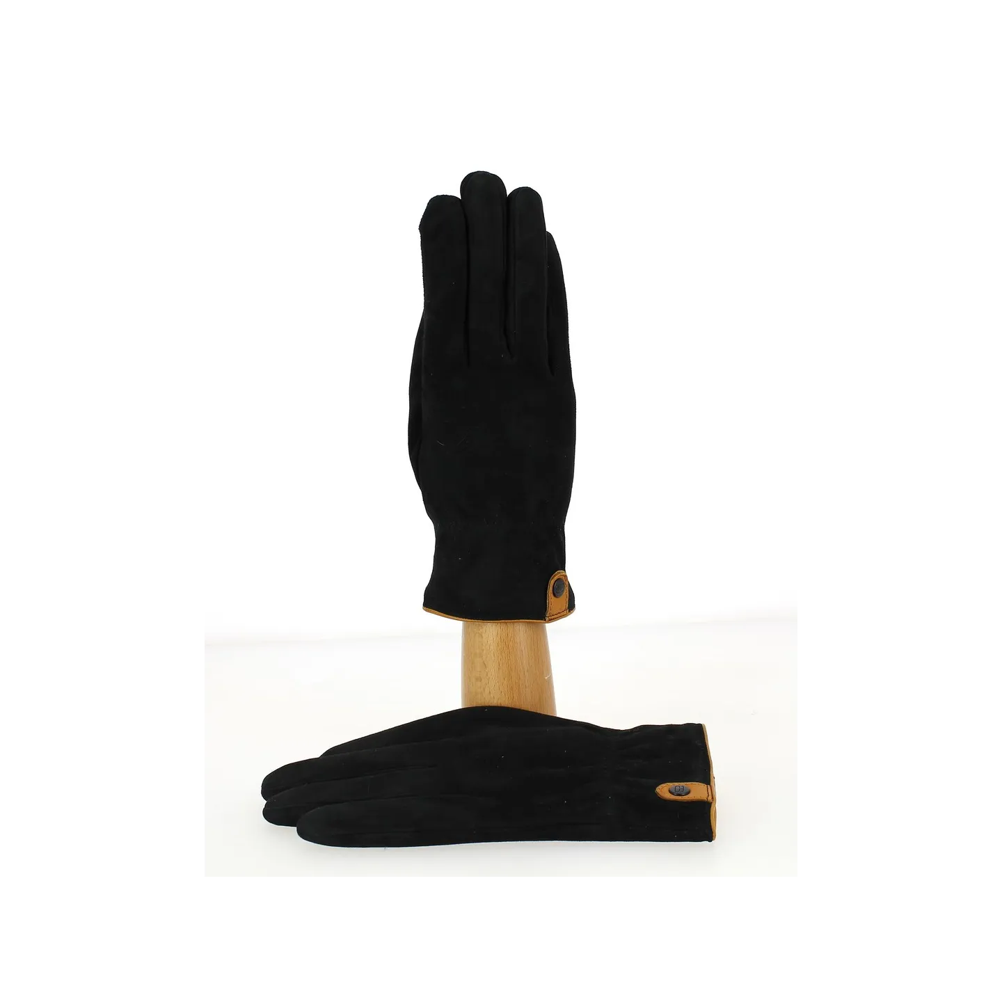Gants Homme Cuir Velours & Laine Noir- Traclet  Reference : 9855 | Chapellerie Traclet