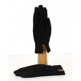 Men's Velvet Leather & Wool Gloves Black- Traclet