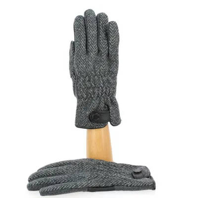 Gants Tactiles Homme Tweed Cuir- Traclet  Reference : 7471 | Chapellerie Traclet