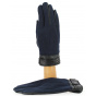 Men's Navy & Black Leather Touch Screen Gloves - Traclet