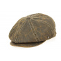 Brown Cotton Faux Leather Bakerboy Cap - Traclet