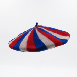 Blue/Ecru/Red Supporter Beret - The French Beret