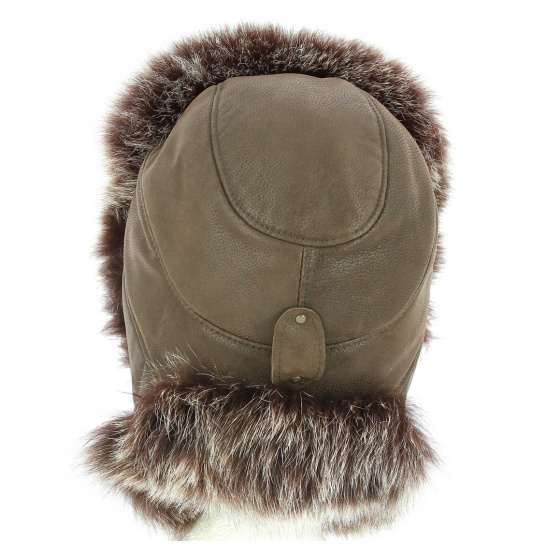 Verona Leather & Brown Fox Ushanka / Trapper Hat - Traclet