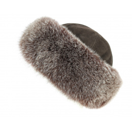 Ksenia Fox Fur Hat Leather & Brown Fox - Traclet