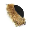 Toque Femme Fourrure & Cuir Noire- Traclet  Reference : 2465 | Chapellerie Traclet