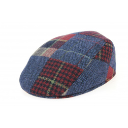 Norris Flat Cap Blue & Burgundy Patchwork - Crambes