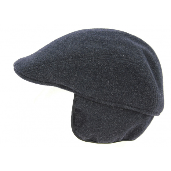 Rounded Cap with Ear Flaps Brighton Wool Anthracite - Crambes Rounded Cap with Ear Flaps Brighton Wool Anthracite - Crambes