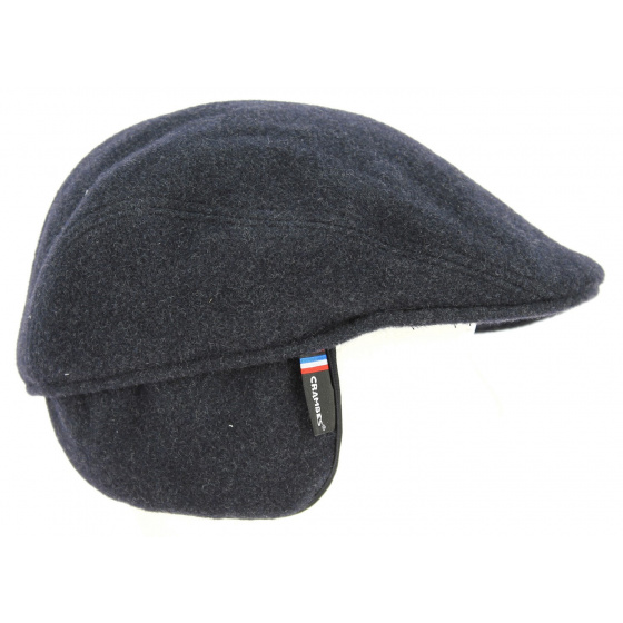 Rounded Cap with Ear Flaps Brighton Wool Anthracite - Crambes Rounded Cap with Ear Flaps Brighton Wool Anthracite - Crambes