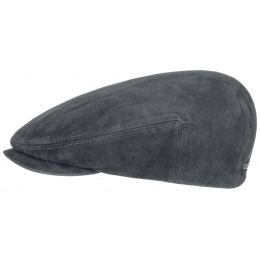 Flat Leather Cap Dark Grey - Stetson