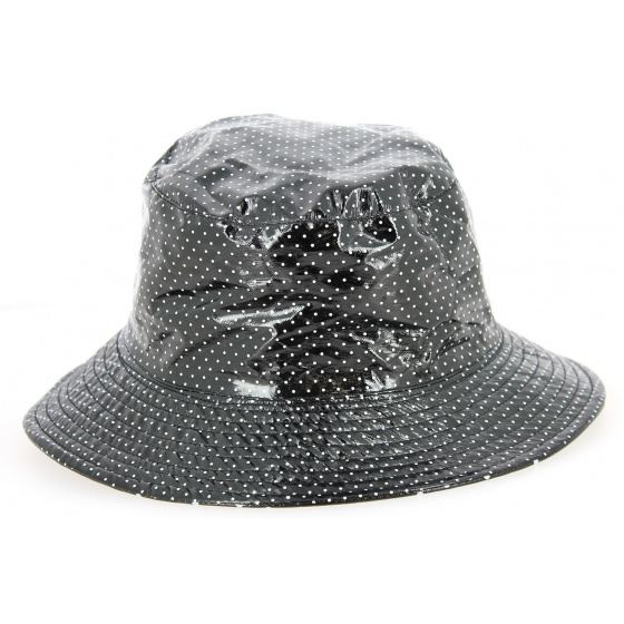 Amenie Polka Dot Rain Hat in Black - Traclet