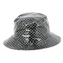 Amenie Polka Dot Rain Hat in Black - Traclet