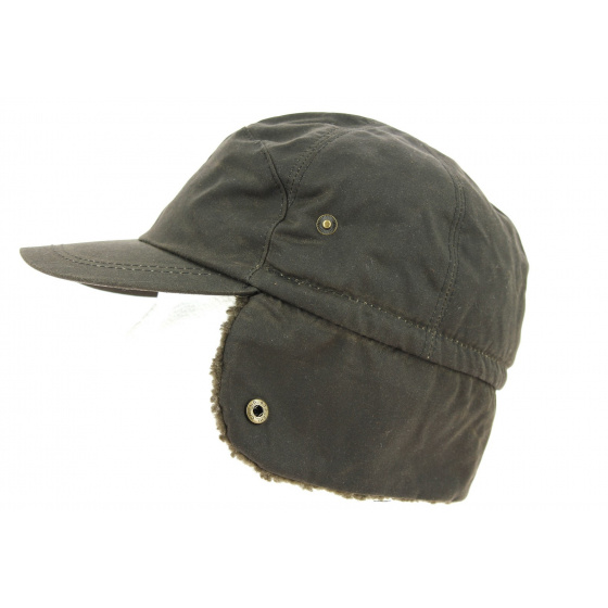 Brown Waxed Cotton Timber Cap with Ear Flaps UPF50+ - Hatland Brown Waxed Cotton Timber Cap with Ear Flaps UPF50+ - Hatland