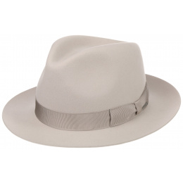 Light Gray Fur Felt Bogart Penn Fedora Hat - Stetson