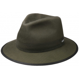Traveller Hat Herringbone Cotton Olive-Stetson 