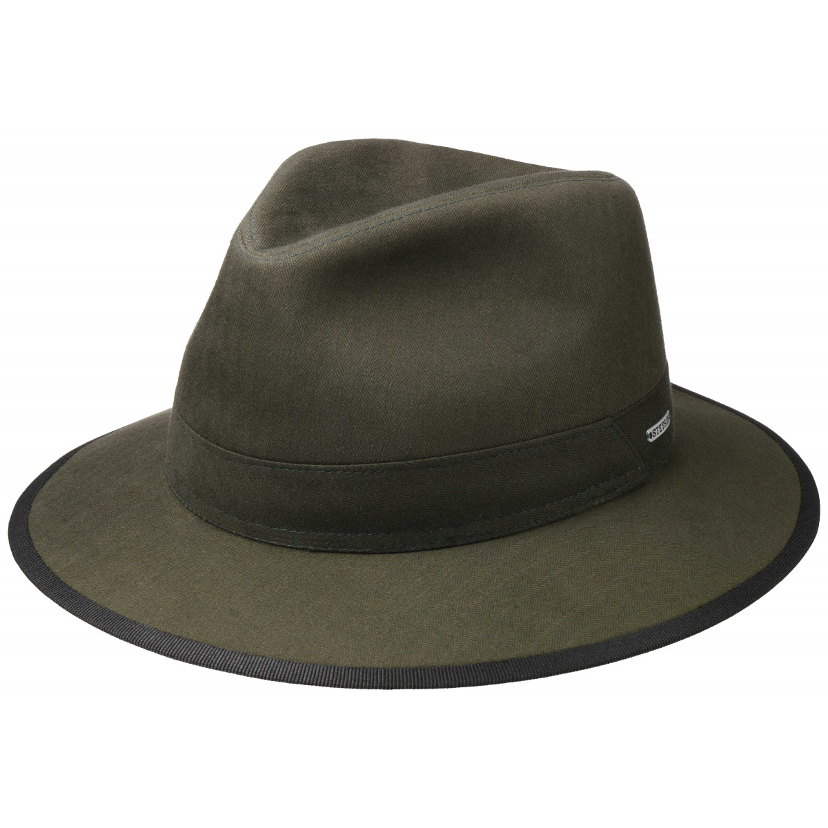 Traveller Hat Herringbone Cotton Olive-Stetson Reference : 9888 ...