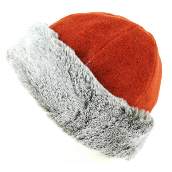 Nayeli Brick & Taupe Faux Fur Beanie - Traclet