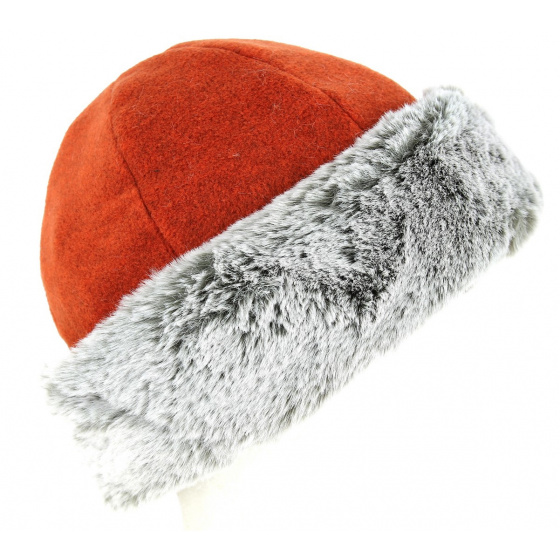 Nayeli Brick & Taupe Faux Fur Beanie - Traclet