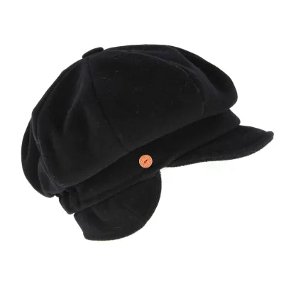 Black Camilla Plus Newsboy Cap with Ear Flaps Reference: 9894 | Chapellerie Traclet