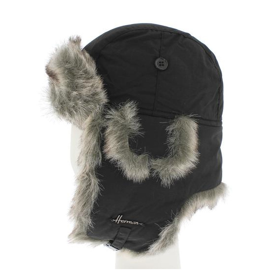 Buck Kids Waterproof Black Faux Fur Ushanka - Herman