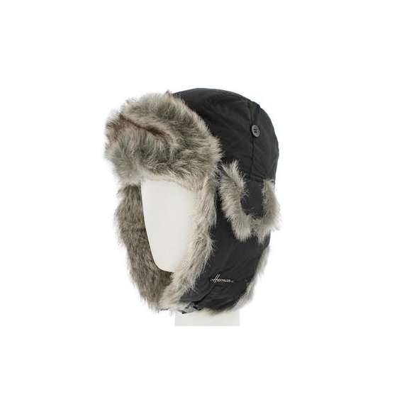 Buck Kids Waterproof Black Faux Fur Ushanka - Herman
