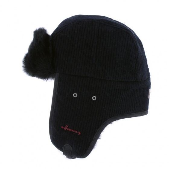 Black Faux Fur Velvet Buck Ushanka - Herman